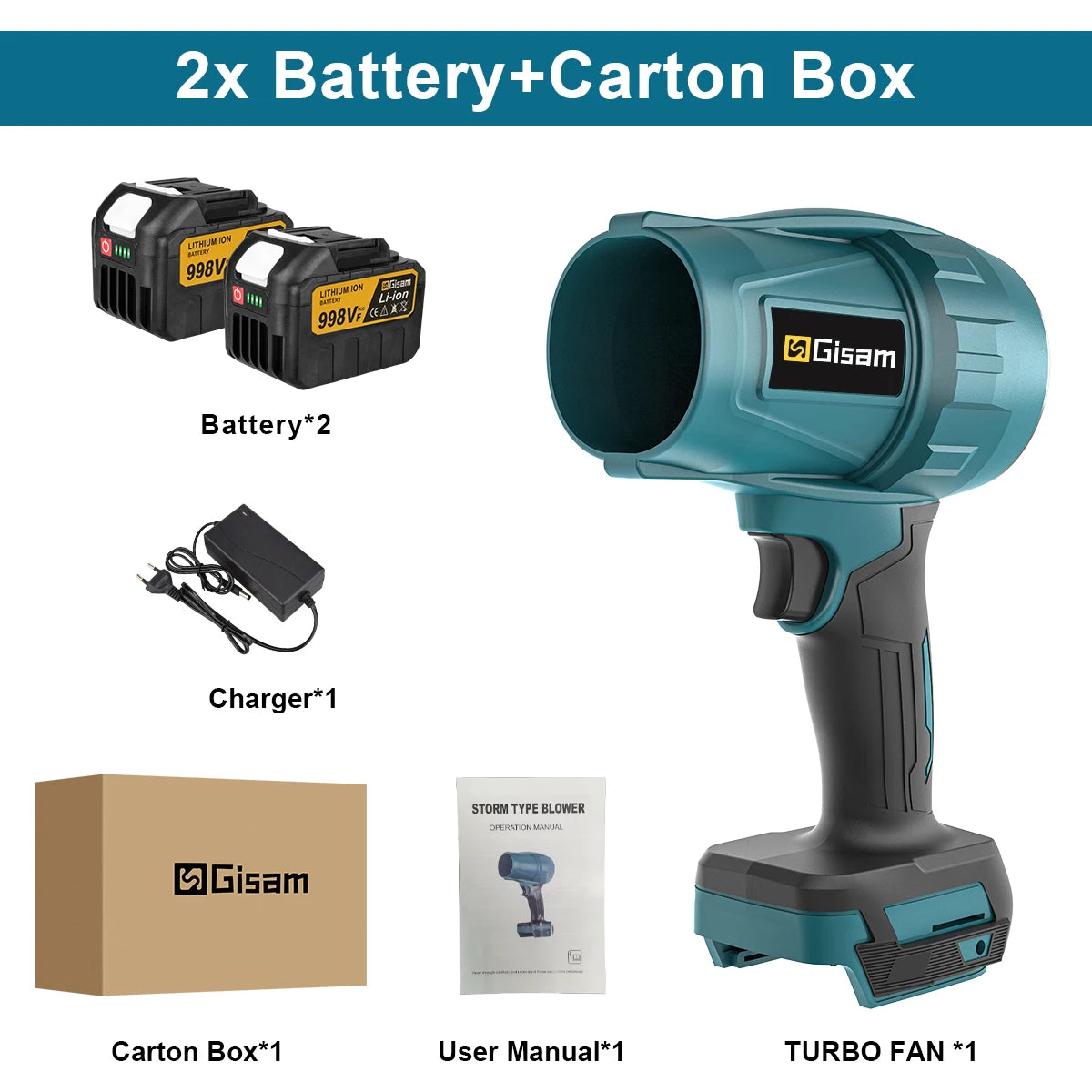 Handheld Turbo Air Blower – 200M/S 1500W Cordless